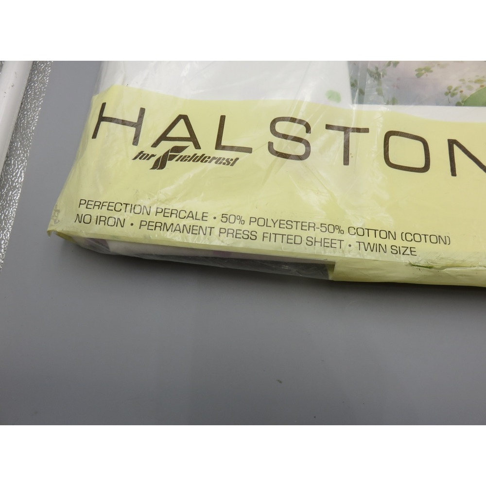 Vintage Halston for Fieldcrest Twin Fitted Sheet Halstons Flower Purple Floral - Picture 8 of 8